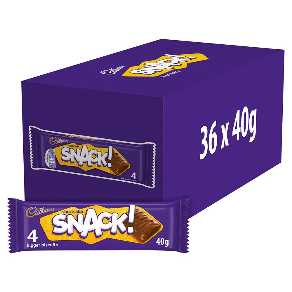 CADBURY SNACK CHOCOLATE SHORTCAKE BISCUITS x 36