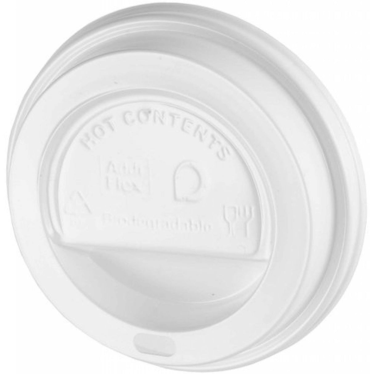 WHITE PS PLASTIC SIP THROUGH LIDS FOR 8OZ CUPS (80mm)