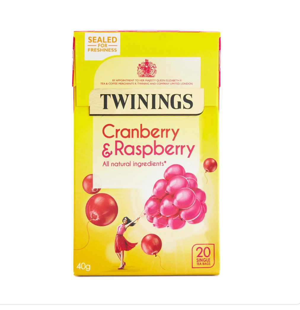 TWININGS CRANBERRY & RASPBERRY TAG & ENVELOPE TEA BAGS (20 bags) – Zepbrook