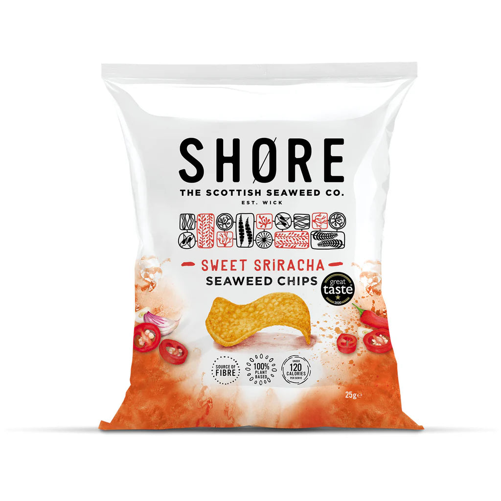 SHORE SWEET SRIRACHA CHILLI SEAWEED CHIPS (25g) x 14