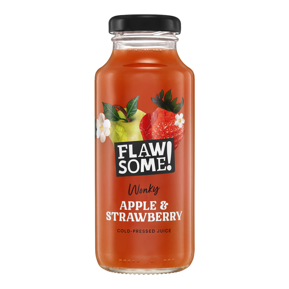 FLAWSOME! APPLE & STRAWBERRY JUICE GLASS BOTTLES (250ml) x 12