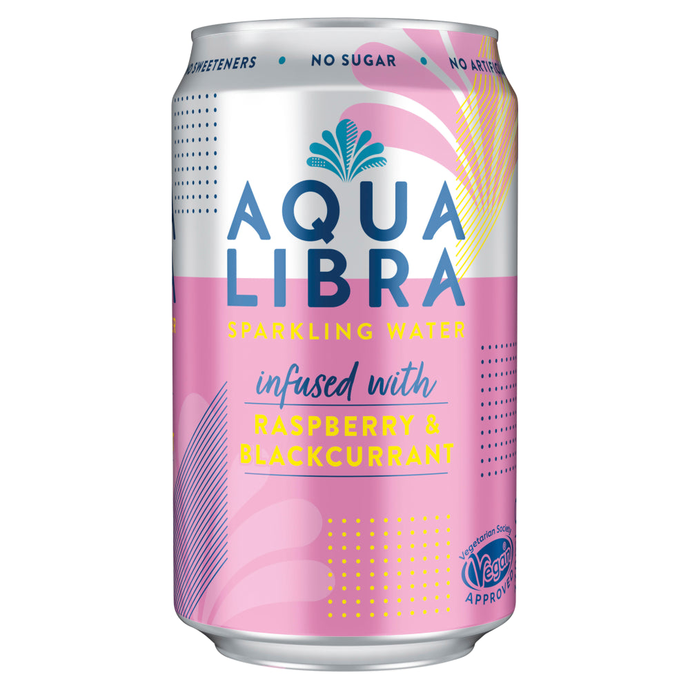 AQUA LIBRA RASPBERRY & BLACKCURRENT CANS (330ml) x 24