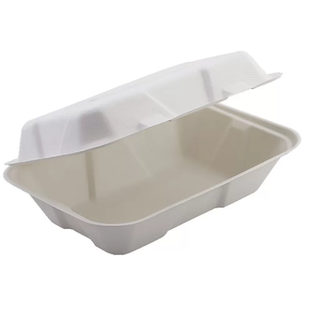 BAGASSE CLAM SHELL 2CPT (9X6")