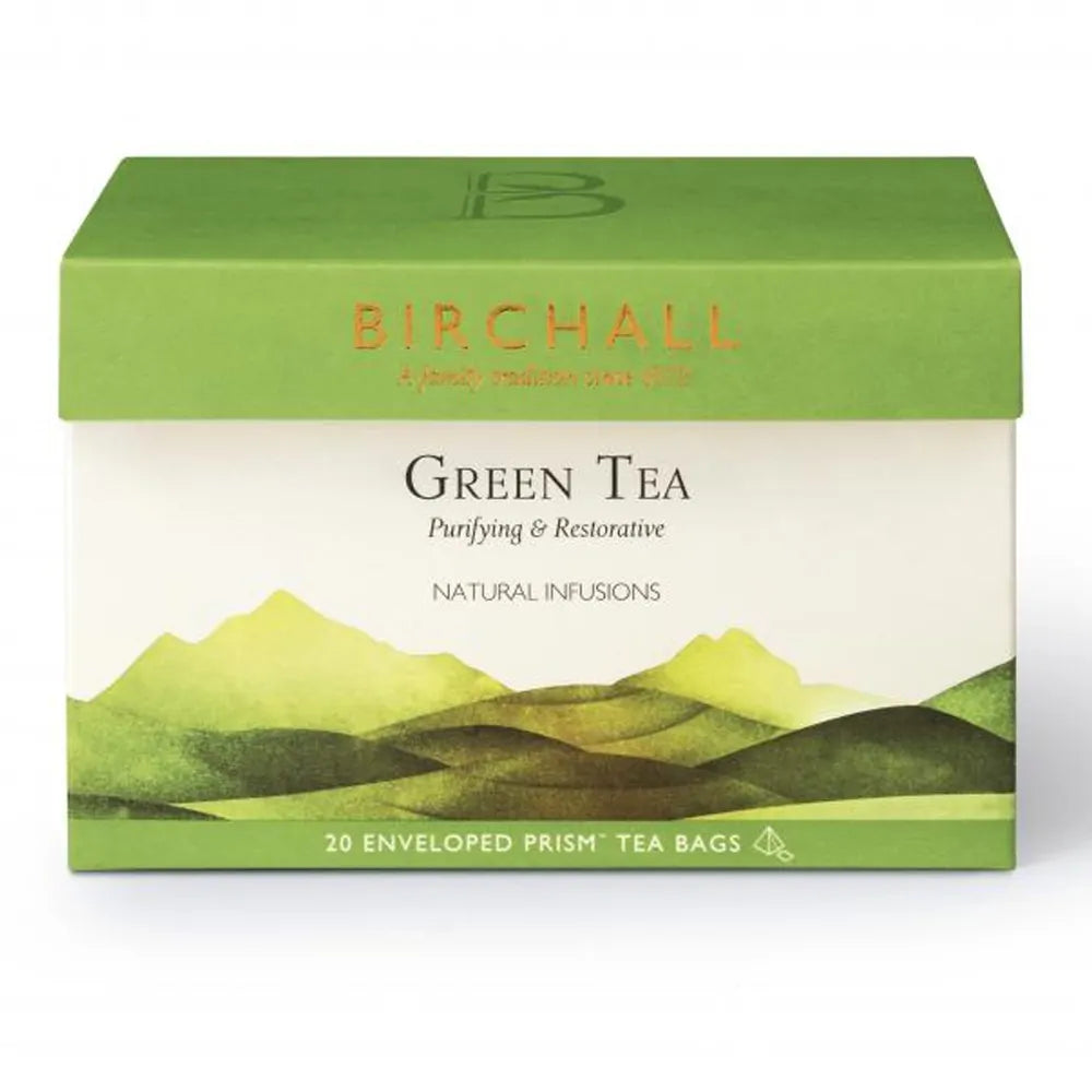 BIRCHALL GREEN TEA TAG & ENVELOPE PRISM TEA BAGS (20 bags)