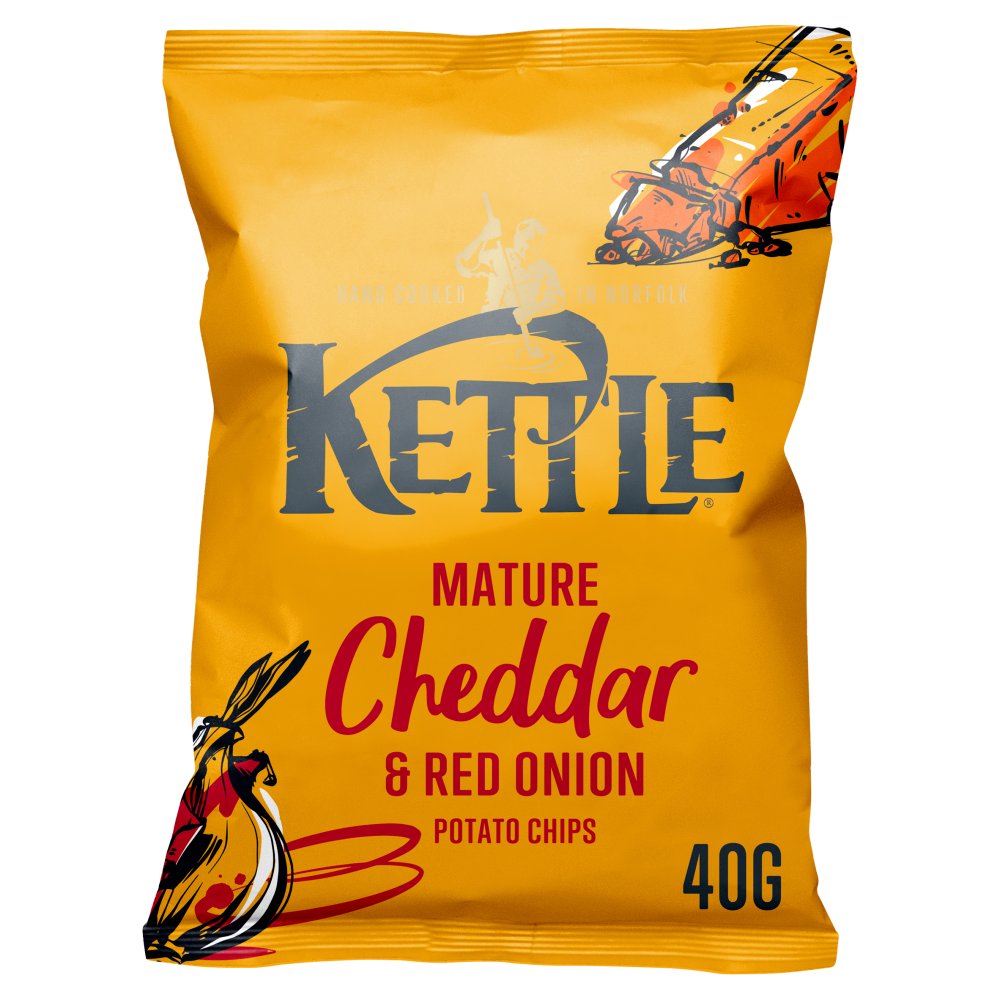 KETTLE CHIPS MATURE CHEDDAR & RED ONION (40g) x 18