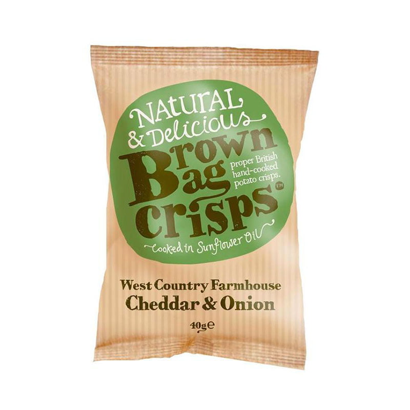 BROWN BAG CHEDDAR & ONION CRISPS (40g) x 20