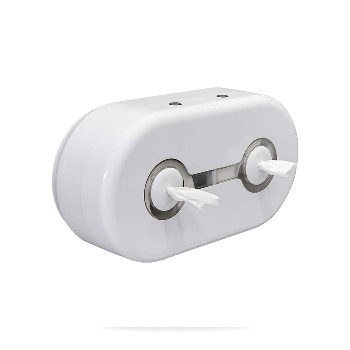 FIG CENTRE-PULL TWIN TOILET ROLL DISPENSER WHITE