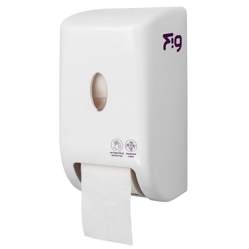 FIG ECOMATIC CLASSIC WHITE VERTICAL TOILET ROLL DISPENSER