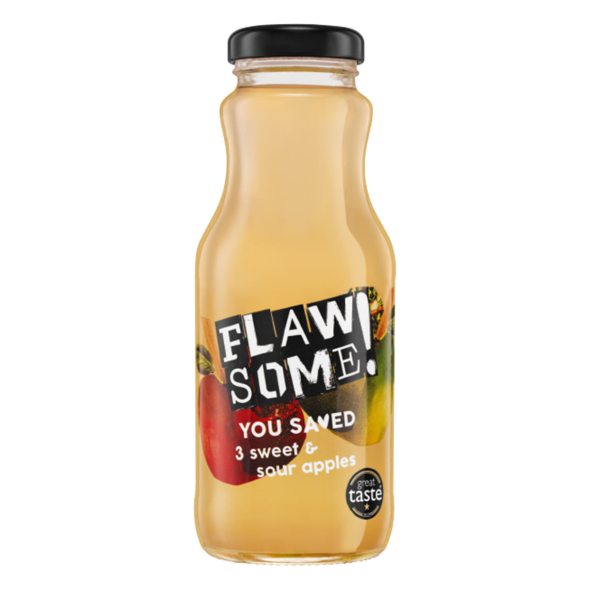 FLAWSOME! DRINKS SWEET & SOUR APPLE JUICE GLASS BOTTLES (250ml) x 12
