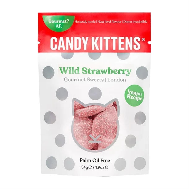 CANDY KITTENS WILD STRAWBERRY SWEET BAGS (54g) x 12