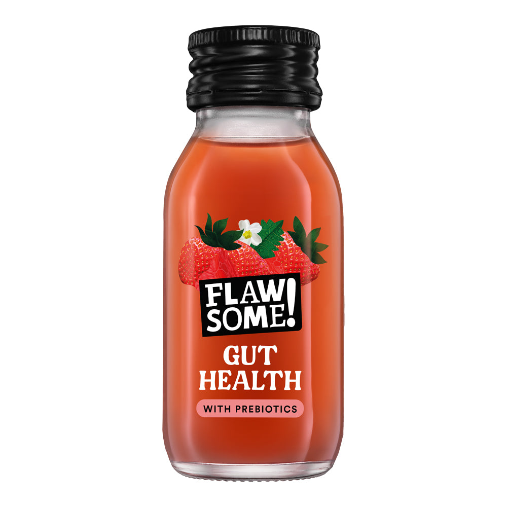 FLAWSOME! STRAWBERRY GUT HEALTH + PREBIOTICS HEALTH SHOTS (60ml) x 12